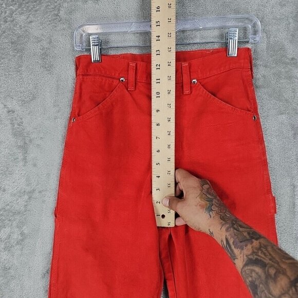 Vintage Blue Bell Jeans Womens Size 27 Orange Carpenter High Rise Straight 70s - Picture 3 of 13